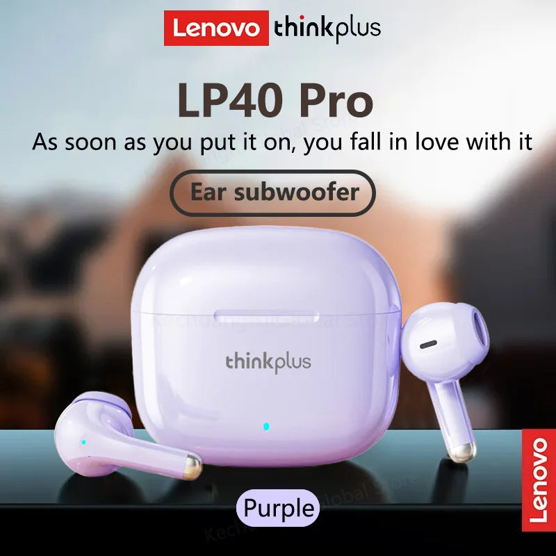 Lenovo LP40 Pro Headphones Wireless Bluetooth 5.4 TWS Hifi Stereo Earphones Gaming Sports Touch Control HD Call with Mic Earbuds