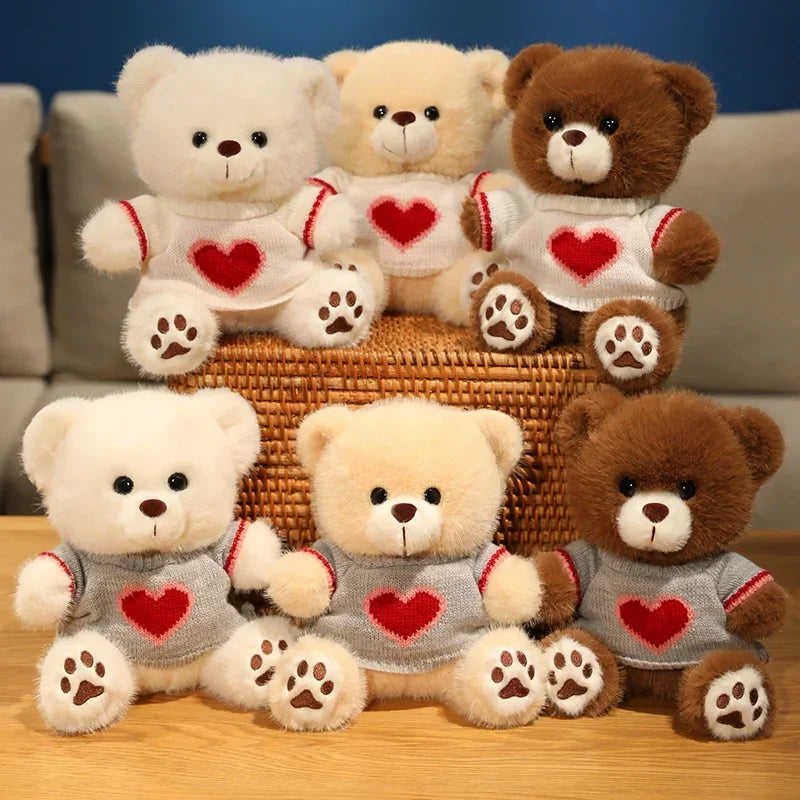 20cm Good Quality Heart Sweater Bear Plush Toys Boys Girls Lovely Cartoon Animals Stuffed Dolls  perfect for valentine's 💓